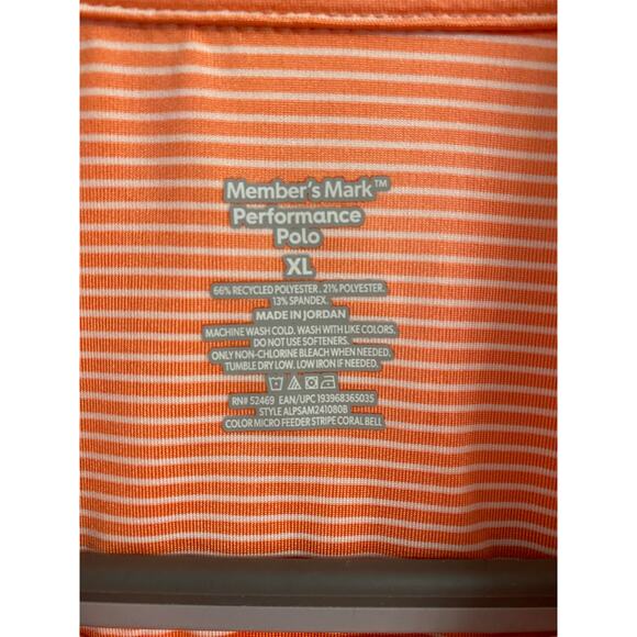 Men’s Polo Shirt Performance Fabric Coral White Stripe Size XL Men’s Activewear - Picture 3 of 5